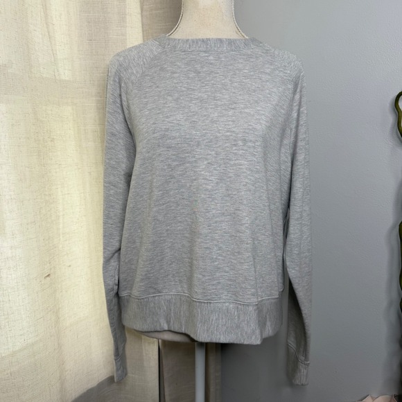 Quince Tops - Quince SuperSoft Fleece Sweater Crew Raglan Heather Grey Women's Size Medium M
